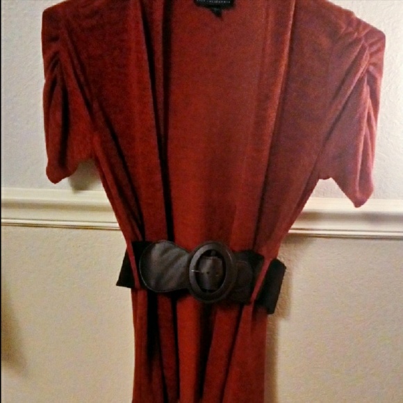 Nwot iz byer California orange/red belted sweater - Picture 4 of 8